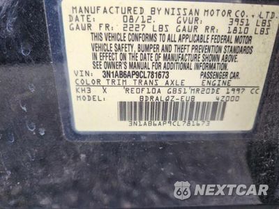 Zdjęcie 12 z 12 samochodu: 2012 NISSAN SENTRA 2.0 VIN:3N1AB6AP9CL781673 - miniatura