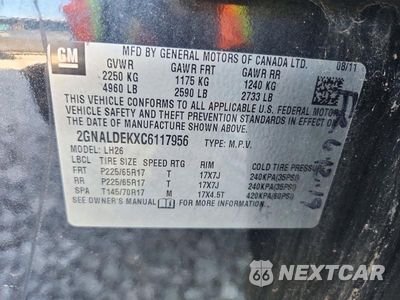 Zdjęcie 12 z 12 samochodu: 2012 CHEVROLET EQUINOX LT VIN:2GNALDEKXC6117956 - miniatura