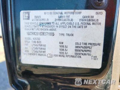 Zdjęcie 12 z 12 samochodu: 2003 CHEVROLET SILVERADO K2500 HEAVY DUTY VIN:1GCHK29163E371885 - miniatura