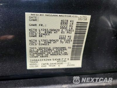 Zdjęcie 12 z 12 samochodu: 2019 NISSAN TITAN XD SV VIN:1N6BA1F42KN508771 - miniatura