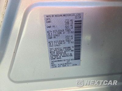 Zdjęcie 13 z 13 samochodu: 2014 NISSAN PATHFINDER SL VIN:5N1AR2MN8EC673230 - miniatura