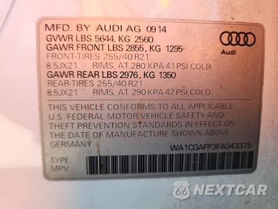 Zdjęcie 13 z 13 samochodu: 2015 AUDI SQ5 PREMIUM PLUS VIN:WA1CGAFP3FA043375 - miniatura