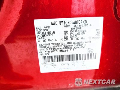 Zdjęcie 14 z 14 samochodu: 2022 FORD EXPLORER XLT VIN:1FMSK7DH3NGB31512 - miniatura