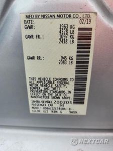 Zdjęcie 12 z 12 samochodu: 2019 NISSAN ALTIMA SL VIN:1N4BL4EV8KC200305 - miniatura