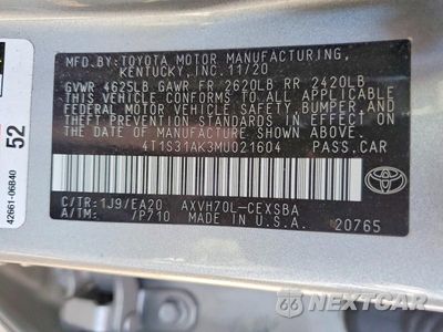 Zdjęcie 13 z 13 samochodu: 2021 TOYOTA CAMRY SE VIN:4T1S31AK3MU021604 - miniatura
