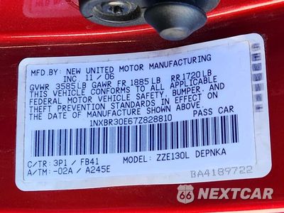 Zdjęcie 12 z 12 samochodu: 2007 TOYOTA COROLLA LE VIN:1NXBR30E67Z828810 - miniatura