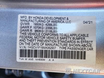 Zdjęcie 12 z 12 samochodu: 2021 HONDA ACCORD LX VIN:1HGCV1F19MA062907 - miniatura