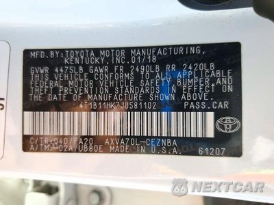 Zdjęcie 12 z 12 samochodu: 2018 TOYOTA CAMRY LE VIN:4T1B11HK7JU581102 - miniatura