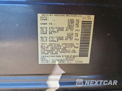 Zdjęcie 13 z 13 samochodu: 2019 NISSAN MURANO PLATINUM VIN:5N1AZ2MS5KN156280 - miniatura
