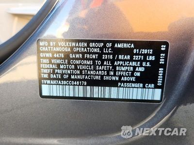 Zdjęcie 12 z 12 samochodu: 2012 VOLKSWAGEN PASSAT S VIN:1VWAH7A39CC046179 - miniatura