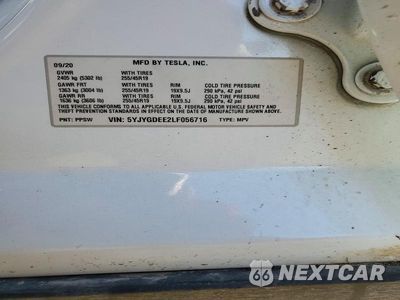 Zdjęcie 12 z 12 samochodu: 2020 TESLA MODEL Y VIN:5YJYGDEE2LF056716 - miniatura