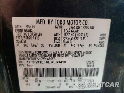 Zdjęcie 12 z 12 samochodu: 2014 FORD F150 SUPERCREW VIN:1FTFW1ET6EKE63418 - miniatura