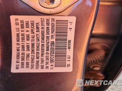Zdjęcie 12 z 12 samochodu: 2016 HONDA CIVIC EX VIN:19XFC1F32GE013584 - miniatura