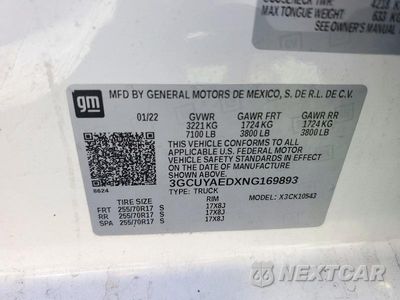 Zdjęcie 12 z 12 samochodu: 2022 CHEVROLET SILVERADO LTD K1500 VIN:3GCUYAEDXNG169893 - miniatura