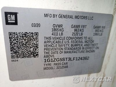 Zdjęcie 13 z 13 samochodu: 2020 CHEVROLET MALIBU RS VIN:1G1ZG5ST3LF124362 - miniatura