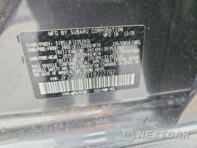 Zdjęcie 14 z 14 samochodu: 2026 SUBARU CROSSTREK SPORT VIN:JF2GUSGD7T8222792 - miniatura