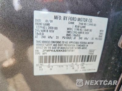 Zdjęcie 13 z 13 samochodu: 2019 FORD EDGE SEL VIN:2FMPK4J9XKBB70781 - miniatura