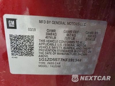 Zdjęcie 12 z 12 samochodu: 2019 CHEVROLET MALIBU LT VIN:1G1ZD5ST7KF191344 - miniatura