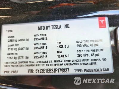 Zdjęcie 12 z 12 samochodu: 2018 TESLA MODEL 3 VIN:5YJ3E1EB2JF179837 - miniatura