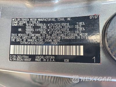 Zdjęcie 12 z 12 samochodu: 2007 TOYOTA TUNDRA SR5 VIN:5TFBV54107X020857 - miniatura
