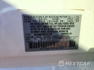 Zdjęcie 12 z 12 samochodu: 2021 NISSAN SENTRA S VIN:3N1AB8BV9MY267349 - miniatura