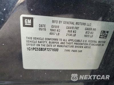 Zdjęcie 13 z 13 samochodu: 2015 CHEVROLET CRUZE LT VIN:1G1PC5SB3F7271600 - miniatura