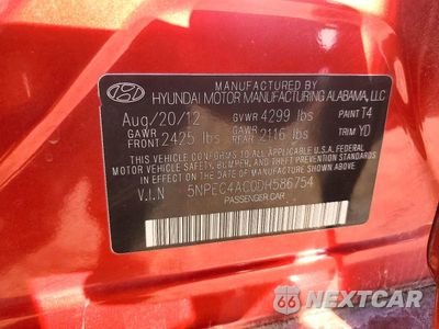Zdjęcie 12 z 12 samochodu: 2013 HYUNDAI SONATA LIMITED VIN:5NPEC4AC0DH586754 - miniatura