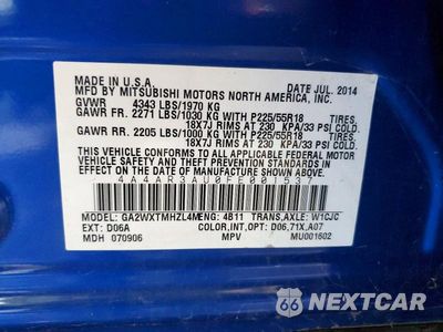 Zdjęcie 12 z 12 samochodu: 2015 MITSUBISHI OUTLANDER SPORT ES VIN:4A4AR3AU0FE001537 - miniatura