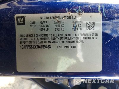 Zdjęcie 12 z 12 samochodu: 2013 BUICK VERANO VIN:1G4PP5SKXD4159463 - miniatura