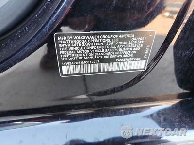 Zdjęcie 12 z 12 samochodu: 2021 VOLKSWAGEN PASSAT SE VIN:1VWSA7A33MC012717 - miniatura
