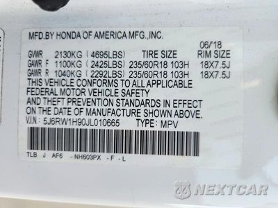 Zdjęcie 13 z 13 samochodu: 2018 HONDA CR-V TOURING VIN:5J6RW1H90JL010665 - miniatura
