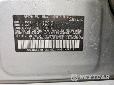 Zdjęcie 12 z 12 samochodu: 2017 SUBARU LEGACY 2.5I LIMITED VIN:4S3BNAN67H3058582 - miniatura
