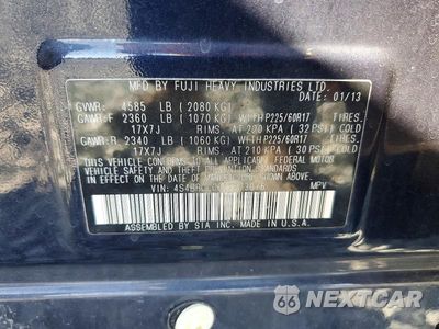 Zdjęcie 13 z 13 samochodu: 2013 SUBARU OUTBACK 2.5I PREMIUM VIN:4S4BRCCC6D3273076 - miniatura