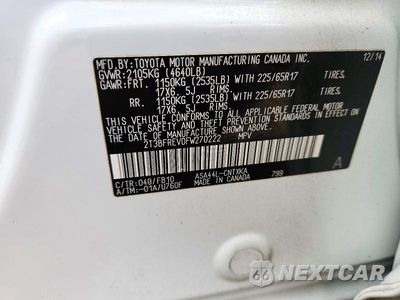 Zdjęcie 13 z 13 samochodu: 2015 TOYOTA RAV4 LE VIN:2T3BFREV0FW270222 - miniatura