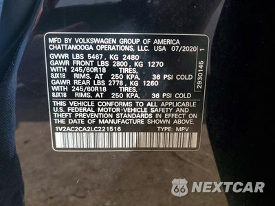 Zdjęcie 13 z 13 samochodu: 2020 VOLKSWAGEN ATLAS CROSS SPORT S VIN:1V2AC2CA2LC221516 - miniatura