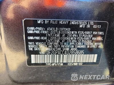 Zdjęcie 13 z 13 samochodu: 2013 SUBARU XV CROSSTREK 2.0 PREMIUM VIN:JF2GPACC4D2858685 - miniatura