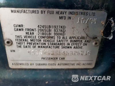 Zdjęcie 12 z 12 samochodu: 1995 SUBARU LEGACY L VIN:4S3BK6356S6326219 - miniatura