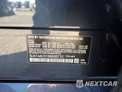 Zdjęcie 13 z 13 samochodu: 2022 BMW X5 XDRIVE45E VIN:5UXTA6C01N9K89710 - miniatura