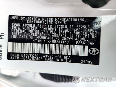 Zdjęcie 13 z 13 samochodu: 2017 TOYOTA CAMRY LE VIN:4T1BF1FK4HU294413 - miniatura