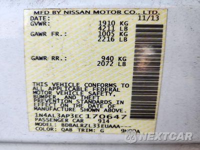 Zdjęcie 12 z 12 samochodu: 2014 NISSAN ALTIMA 2.5 S VIN:1N4AL3AP3EC170647 - miniatura