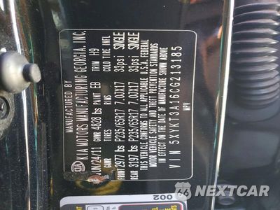 Zdjęcie 13 z 13 samochodu: 2012 KIA SORENTO LX VIN:5XYKT3A16CG213185 - miniatura