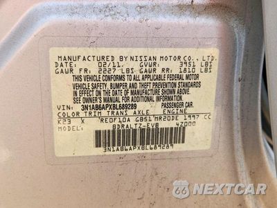 Zdjęcie 12 z 12 samochodu: 2011 NISSAN SENTRA 2.0 VIN:3N1AB6APXBL689289 - miniatura