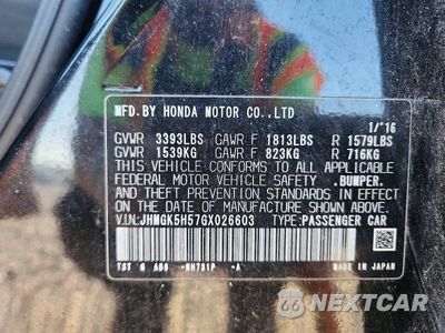 Zdjęcie 13 z 13 samochodu: 2016 HONDA FIT LX VIN:JHMGK5H57GX026603 - miniatura