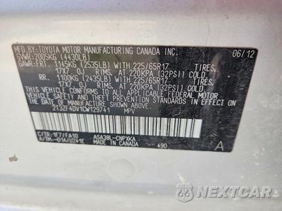 Zdjęcie 12 z 12 samochodu: 2012 TOYOTA RAV4 BASE VIN:2T3ZF4DV1CW129741 - miniatura