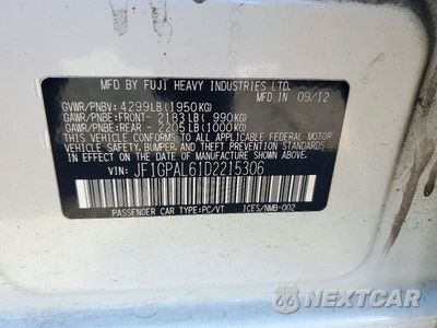 Zdjęcie 12 z 12 samochodu: 2013 SUBARU IMPREZA SPORT PREMIUM VIN:JF1GPAL61D2215306 - miniatura
