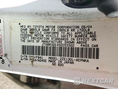 Zdjęcie 12 z 12 samochodu: 2005 TOYOTA COROLLA LE VIN:JTDBR32E452053322 - miniatura