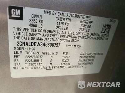 Zdjęcie 12 z 12 samochodu: 2010 CHEVROLET EQUINOX LT VIN:2CNALDEW3A6390757 - miniatura