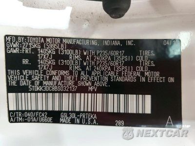 Zdjęcie 13 z 13 samochodu: 2011 TOYOTA SIENNA LE VIN:5TDKK3DC8BS032137 - miniatura