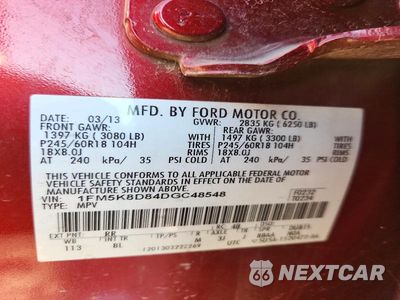 Zdjęcie 14 z 14 samochodu: 2013 FORD EXPLORER XLT VIN:1FM5K8D84DGC48548 - miniatura