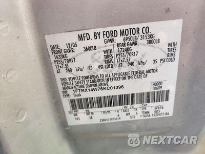 Zdjęcie 12 z 12 samochodu: 2006 FORD F150 VIN:1FTRX14W76KC01396 - miniatura
